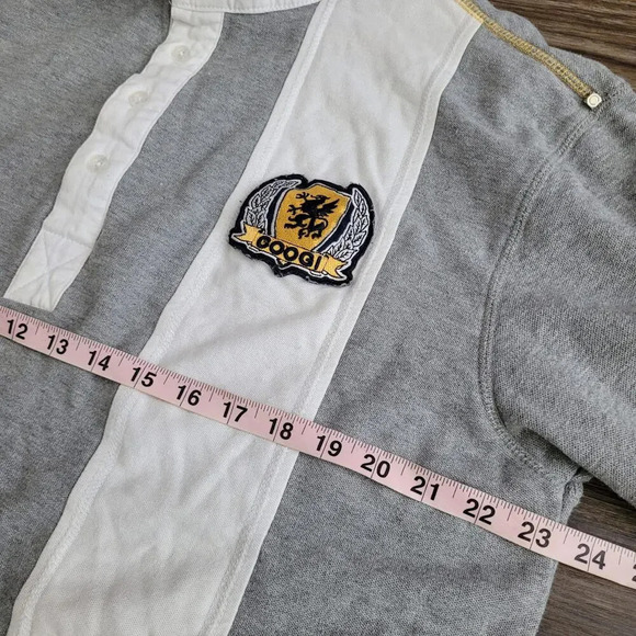 Vintage Coogi Mens Polo Shirt XL Gray White Crest Logo Embroidered Collared Y2K - Picture 8 of 11